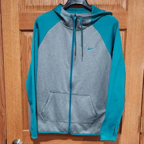 Nike Tops Nike Thermafit Womens L Gray Teal Full Zip Track
